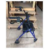 Drive Medical Blue Four-Wheeled Rollator Walker with Padded Seat