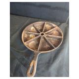 Cast Iron Cornbread Skillet with Eight Wedge Compartments and Raised Markings