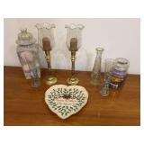 Mixed Decorative Home Accessories Including Lenox Holiday Heart Dish