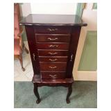 Wooden Jewelry Armoire with Stand and Velvet Lining
