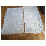 Pair of Crocheted Textile Blankets with Openwork Patterns