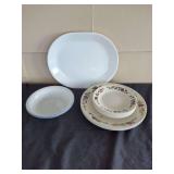 Corelle by Corning Dinnerware Set with Birdhouse Motif and Serving Platter