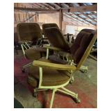 Set of Four Brown Swivel Armchairs with Metal Frames
