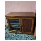 Wooden Media Cabinet with Glass Door and Included Electronics
