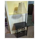 Metal Accent Table with Integrated Lamp and Magazine Rack