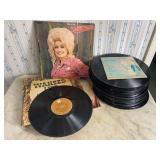 Best of Dolly Parton Vinyl LP Record and Stack of Assorted Music Records