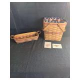 Longaberger Handwoven Wood Baskets with Fabric Liner and Pamphlets