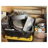 Kitchenware Assortment in Totes and Boxes Including Small Appliances and Glassware