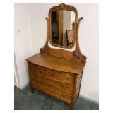 Quarter-Sawn Oak Dresser With Swiveling Mirror