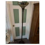Stained Glass Floor Lamp with Patinated Metal Base