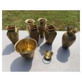 Assorted Brass Decorative Vessels and Planters