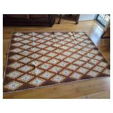 Handmade Hexagon Patchwork Quilt with Brown and White Palette