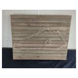 Wooden State Outline and Heart Pin Art Wall Decor