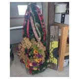 Artificial Pre-Lit Christmas Tree with Decor, Wreath, and Welcome Sign