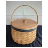 Longaberger 2001 Collectors Club Sewing Circle Basket with Wood Lid and Plastic Protector