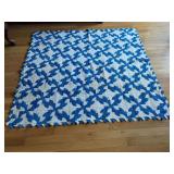 Blue and White Hand Quilted Throw Blanket