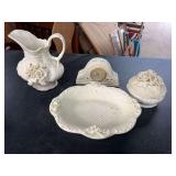 Ceramic Rose Decorated Tabletop Decor Set