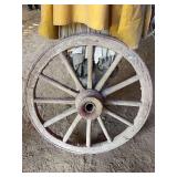 Wooden Spoked Wagon Wheel with Metal Hub Insert and Rim