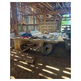 16 Foot Wooden Farm Wagon with Flatbed and Metal Running Gear