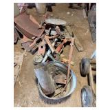 Assorted Farm Equipment Parts Including Aerator Trailer Jack and Hydraulic Cylinder