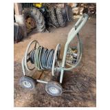 Mobile Garden Hose Reel Cart with Rubber Hose and Accessories