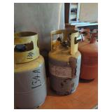 Group of Three Refrigerant Tanks Including R-134A and Forane 404A Cylinders