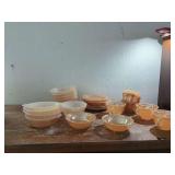 Fire King Peach Lustre Dinnerware Set Including Cups Saucers and Bowls