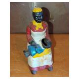 Cast Iron Mechanical Bank Figurine Depicting Seated Woman