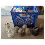 Assorted Glass and Ceramic Insulators in Plastic Crate