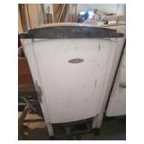 White Metal Refrigerator with Interior Freezer Compartment and Compressor Unit
