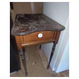Wooden Side Table with Single Drawer and Spindle Legs