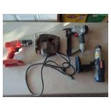 Assorted Power and Pneumatic Tools including Ryobi, Porter Cable, Skil, and Black & Decker