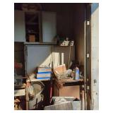 Shop Cabinet Contents with Automotive Parts and Hardware