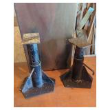 Pair of Steel Adjustable Support Stands with Diamond Plate Top Plates