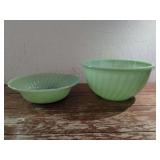 Anchor Hocking Jadeite Fire-King Mixing Bowls Set of Two
