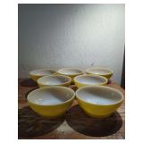 Anchor Hocking Fire King Yellow Milk Glass Bowls Set of Seven
