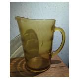Amber Glass Dimpled Pitcher