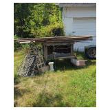 Assorted Outdoor Decor, Garden Furniture, Lumber, and Miscellaneous Household Goods