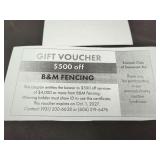 B&M Fencing Gift Voucher - $500 Off Services