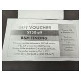 B&M Fencing Gift Voucher - $250 Off Services