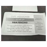B&M Fencing Gift Voucher - $250 Off Services of $3,000 or More