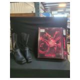 Los Altos Men's Black Grasso Bovine Leather Biker Boots Size 11.5 EE with Original Box