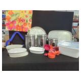 Kitchenware Assortment Including Corning Ware, Pampered Chef, and Farberware
