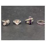 Assorted Designer Ring Set Featuring Cubic Zirconia and Amethyst Stones
