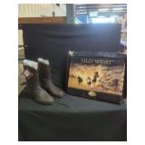 Old West Brown Leather Cowboy Boots Model SRM4051 Size 9.5 with Original Box