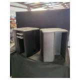 Pair of Molded Plastic Media Storage Towers