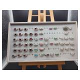 Assorted Silver Tone Ring Assortment with Colored Gemstones and Cubic Zirconia