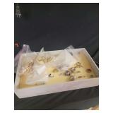 Assorted Fashion Jewelry Tray with Rings and Bagged Necklaces