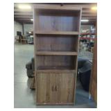 Wood-Grain Laminate Bookcase with Lower Cabinet Storage