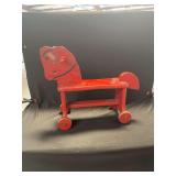 Red Painted Wooden Push Along Horse Toy